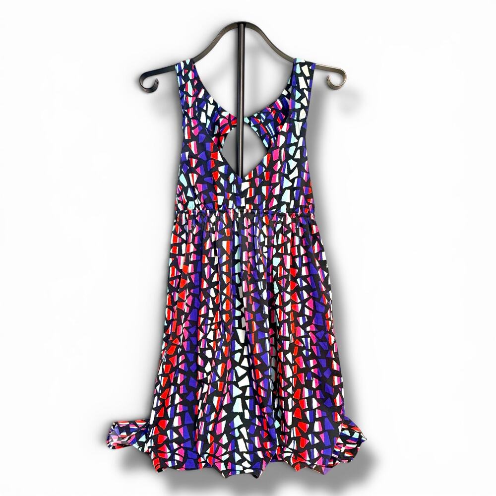 Roxy Love Seeker Dress Large Geometric Print Open Back Fit & Flare Mini Dress